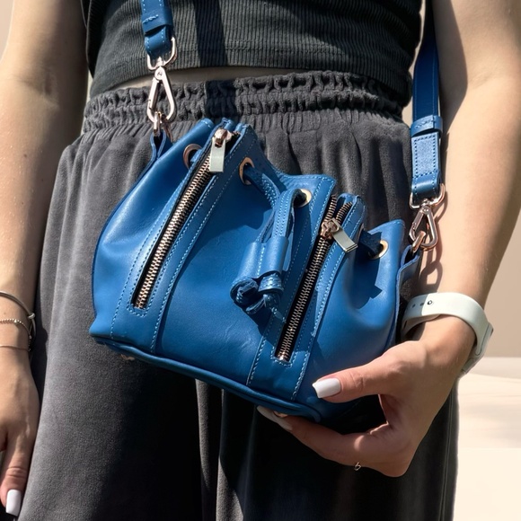 Crossbody Bag | Small Blue Bucket Bag - Picture 1 of 4